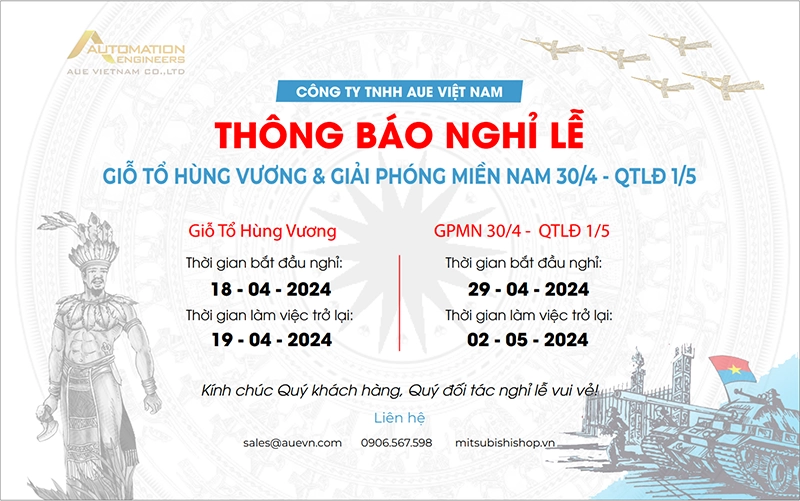 Thông báo nghỉ lễ 10 tháng 3, 30 tháng 4 và 1 tháng 5